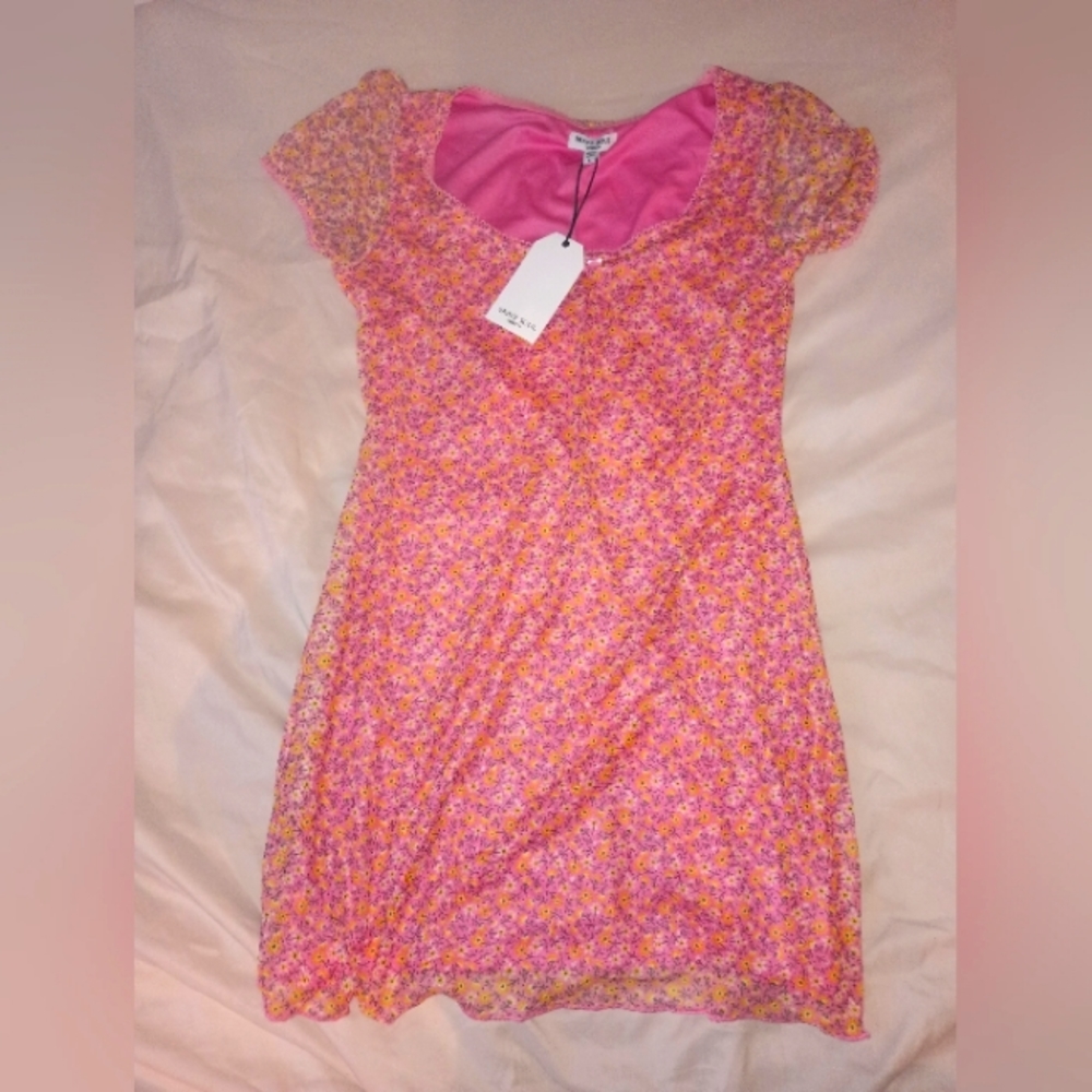 Floral pink and yellow dress